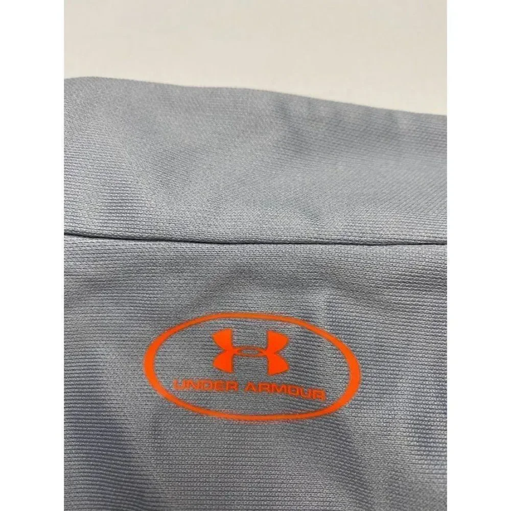 Boys Under Armour Gray Orange Full Zip Track Jacket‎ Loose HeatGear Large YLG